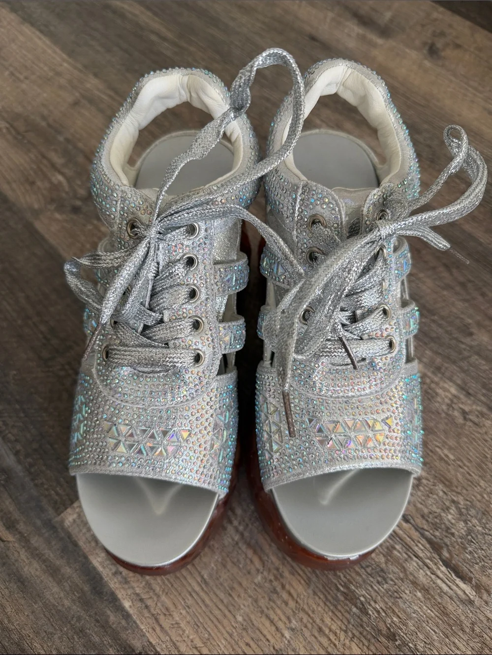 Anthony Wang Sz 38 Sparkle platform Jelly Glitter Club/ Rave sandals *Rare